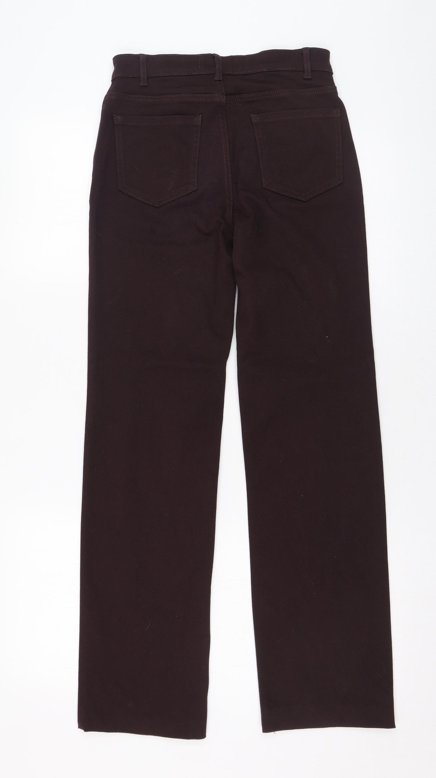 Marks and Spencer Womens Brown  Cotton Straight Jeans Size 8 L28 in Regular Zip