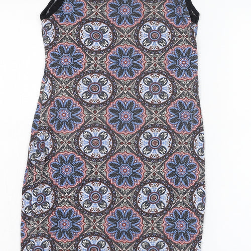 New Look Womens Blue Paisley Viscose Pencil Dress  Size 10  Round Neck Pullover