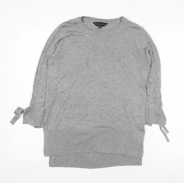 F&F Womens Grey Round Neck  Viscose Pullover Jumper Size 12