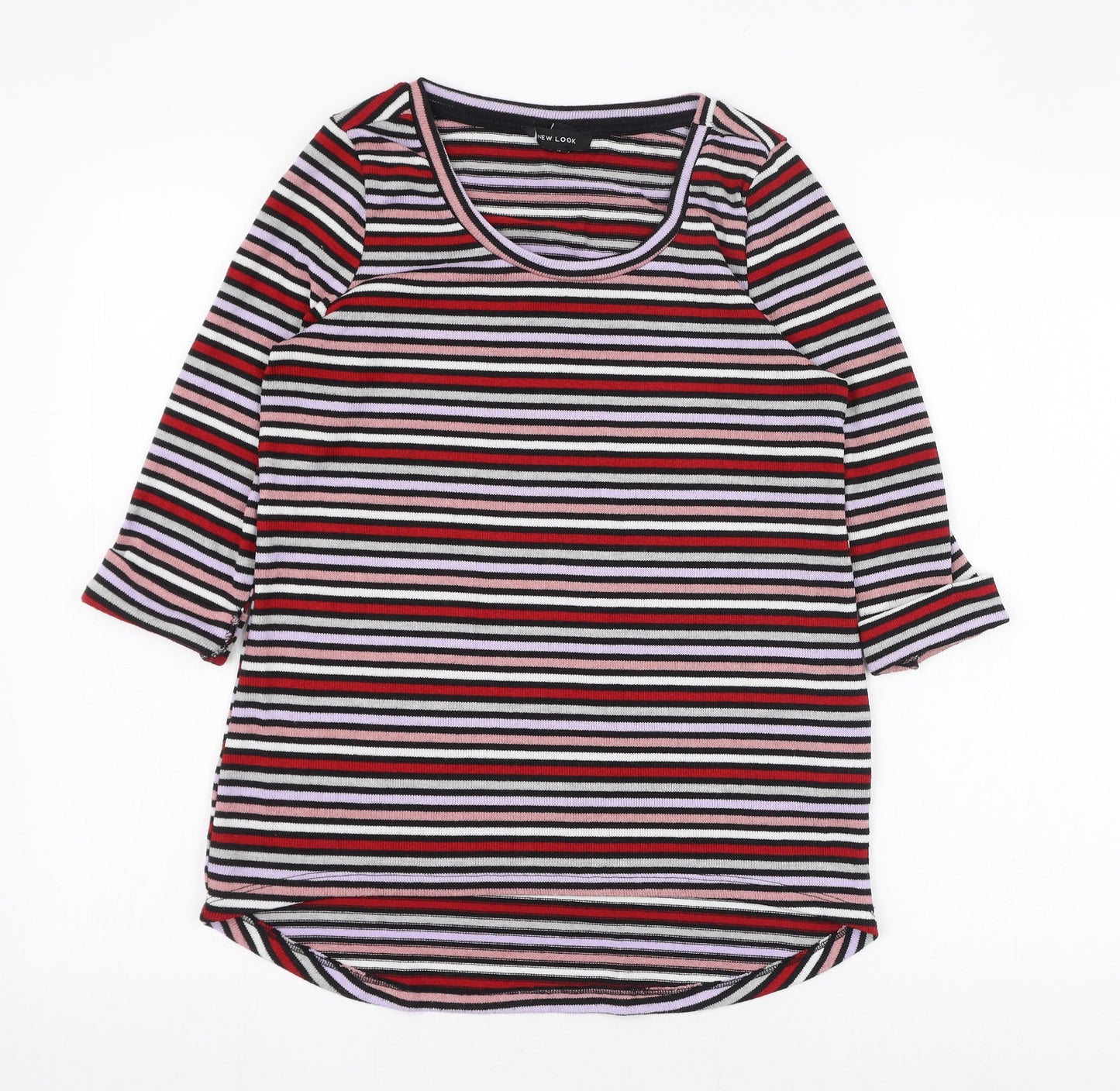 New Look Womens Multicoloured Round Neck Striped Polyester Pullover Jumper Size 10