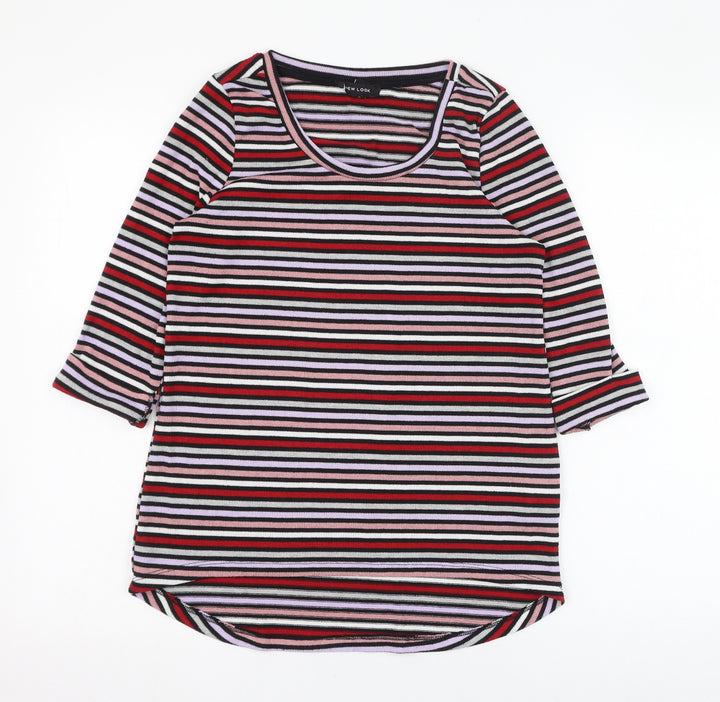 New Look Womens Multicoloured Round Neck Striped Polyester Pullover Jumper Size 10