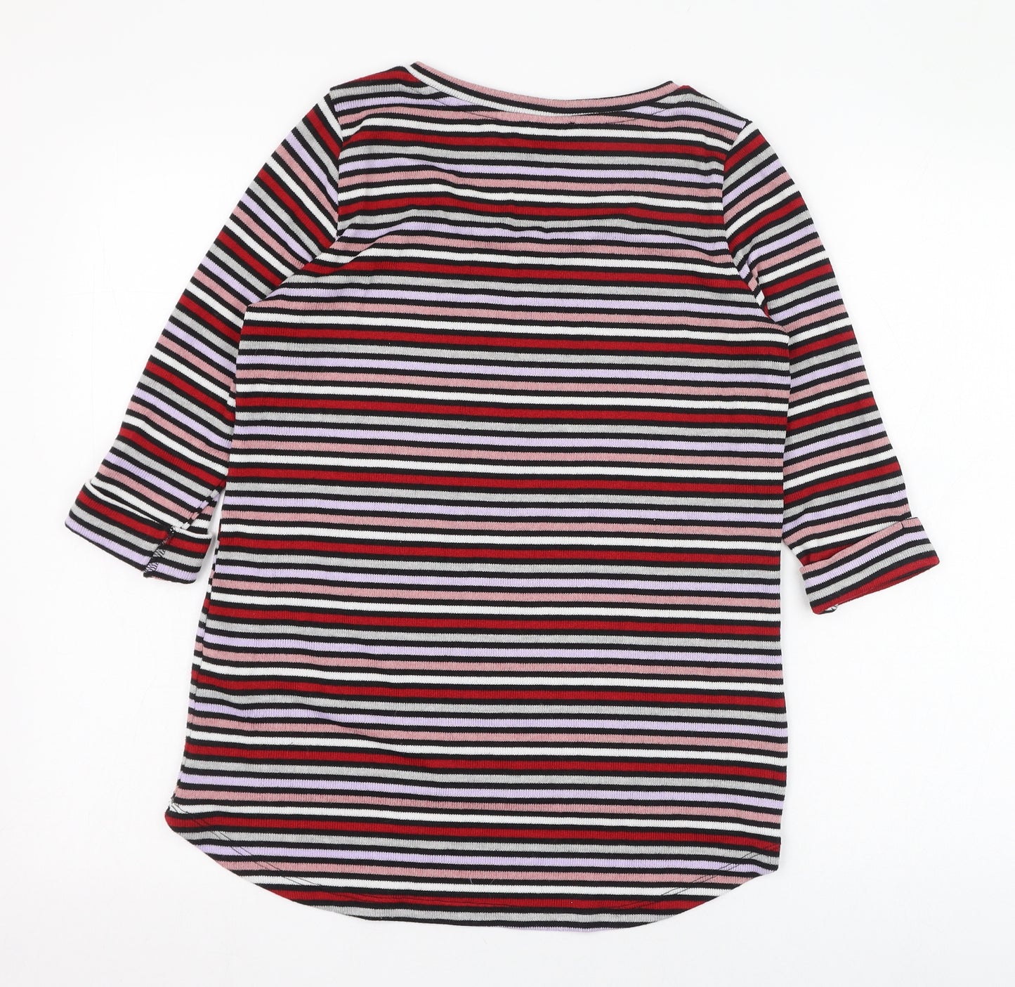 New Look Womens Multicoloured Round Neck Striped Polyester Pullover Jumper Size 10