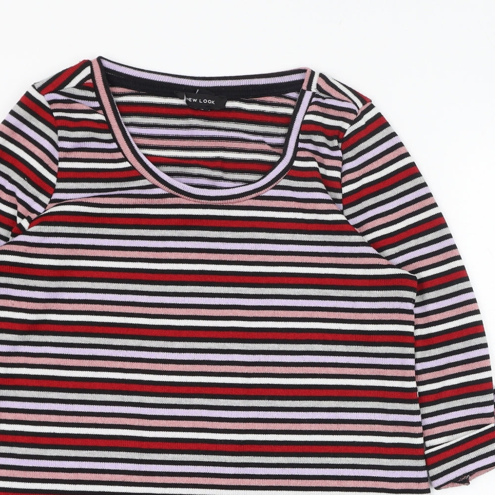 New Look Womens Multicoloured Round Neck Striped Polyester Pullover Jumper Size 10