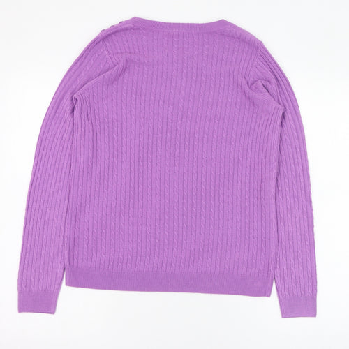 TU Womens Purple Round Neck  Acrylic Pullover Jumper Size 12