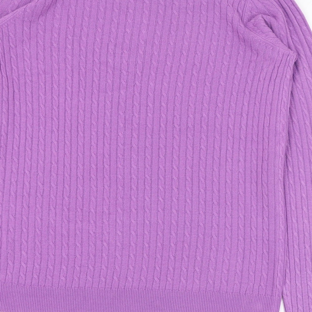 TU Womens Purple Round Neck  Acrylic Pullover Jumper Size 12