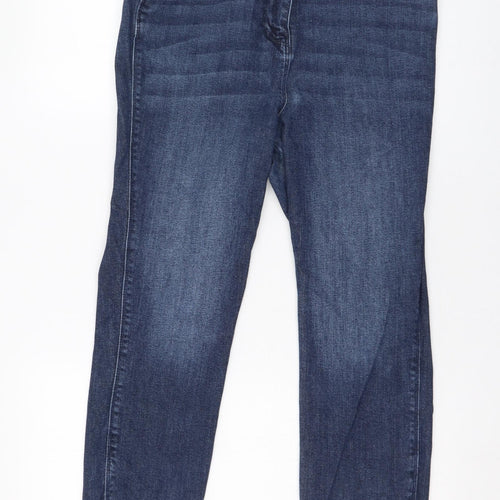 NEXT Womens Blue  Cotton Cropped Jeans Size 14 L24 in Regular Zip