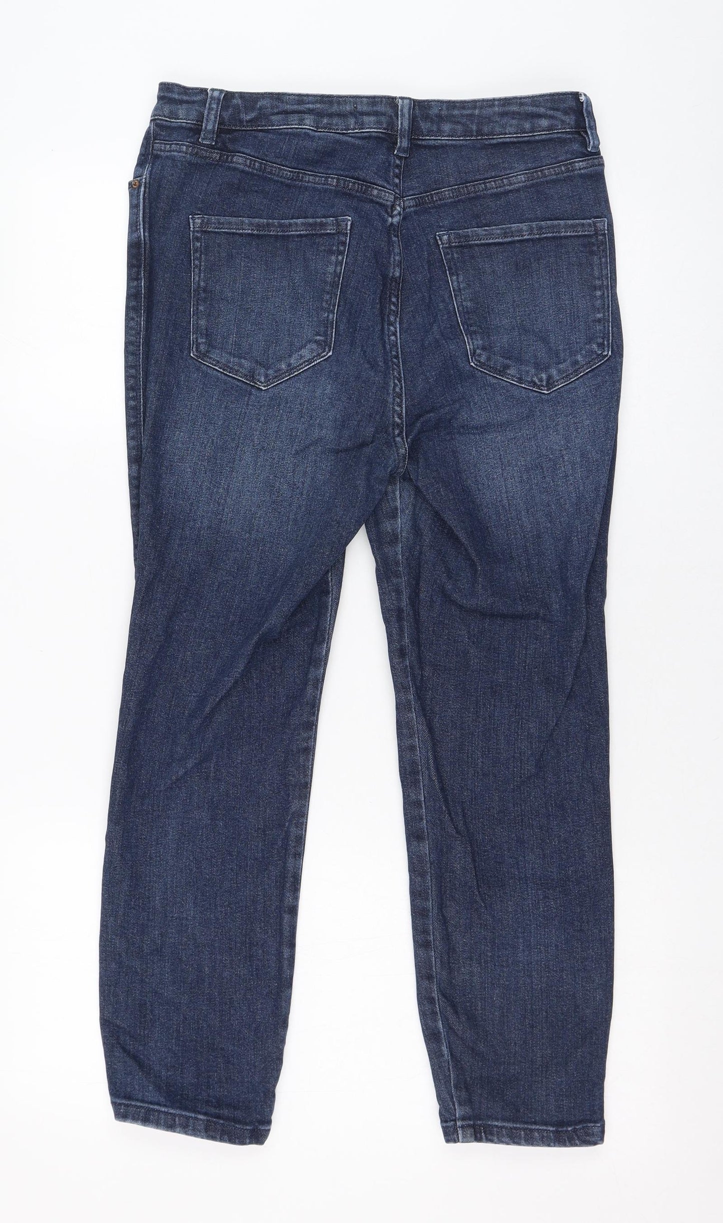 NEXT Womens Blue  Cotton Cropped Jeans Size 14 L24 in Regular Zip