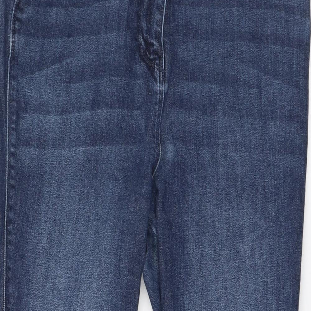NEXT Womens Blue  Cotton Cropped Jeans Size 14 L24 in Regular Zip