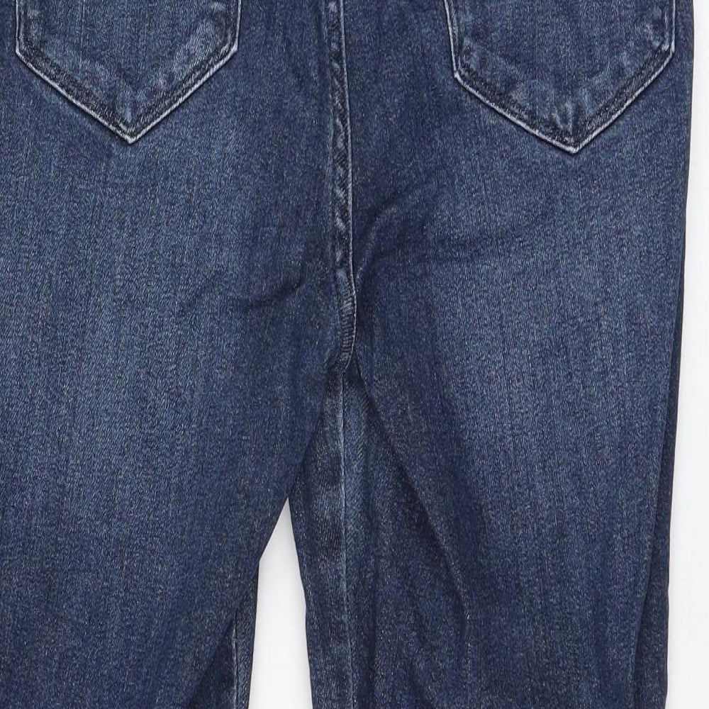 NEXT Womens Blue  Cotton Cropped Jeans Size 14 L24 in Regular Zip