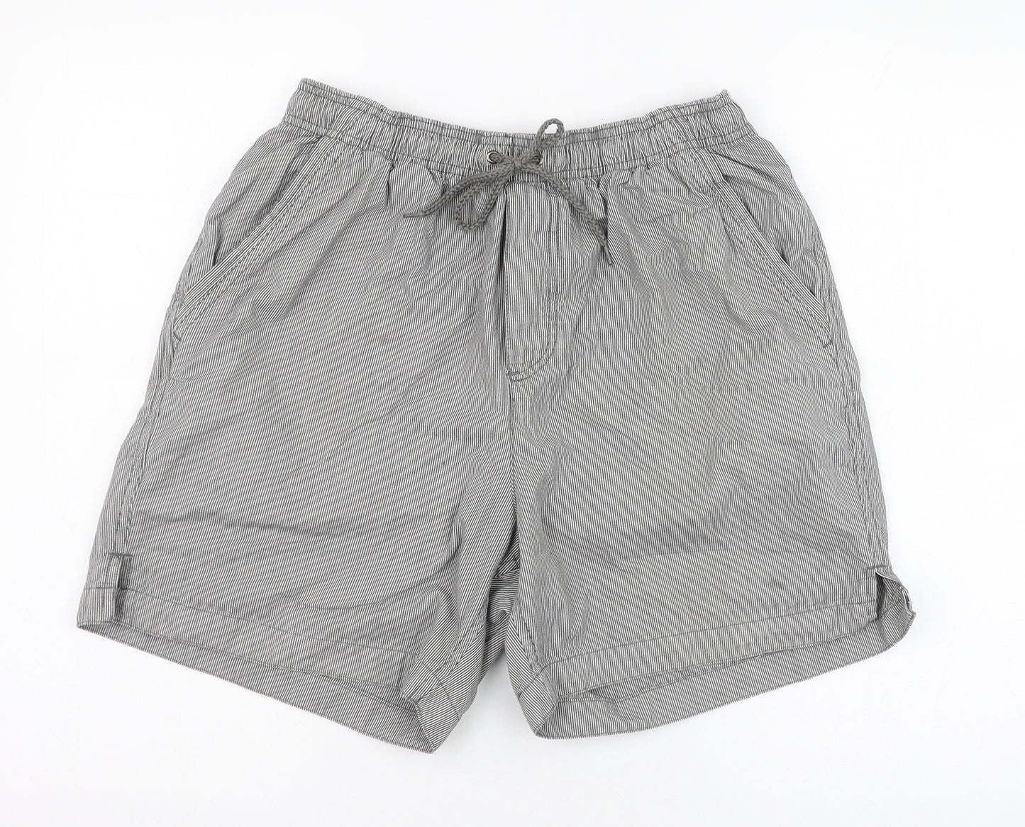BHS Mens Grey Striped Cotton Bermuda Shorts Size M L6 in Regular