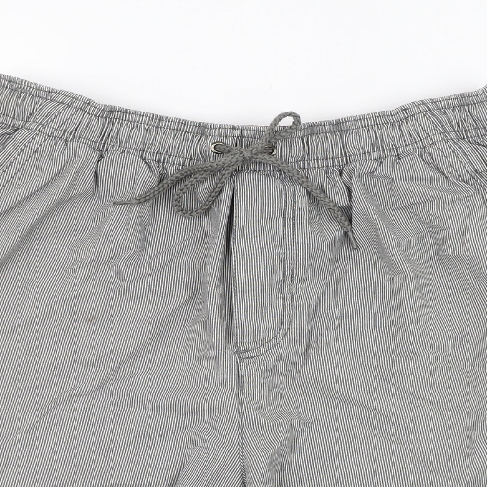 BHS Mens Grey Striped Cotton Bermuda Shorts Size M L6 in Regular