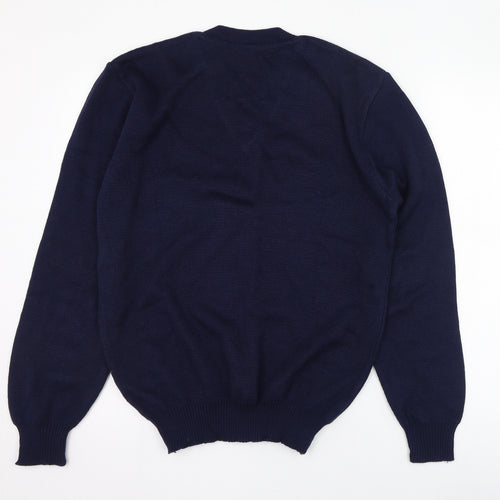 Something Special Mens Blue V-Neck  Acrylic Pullover Jumper Size L