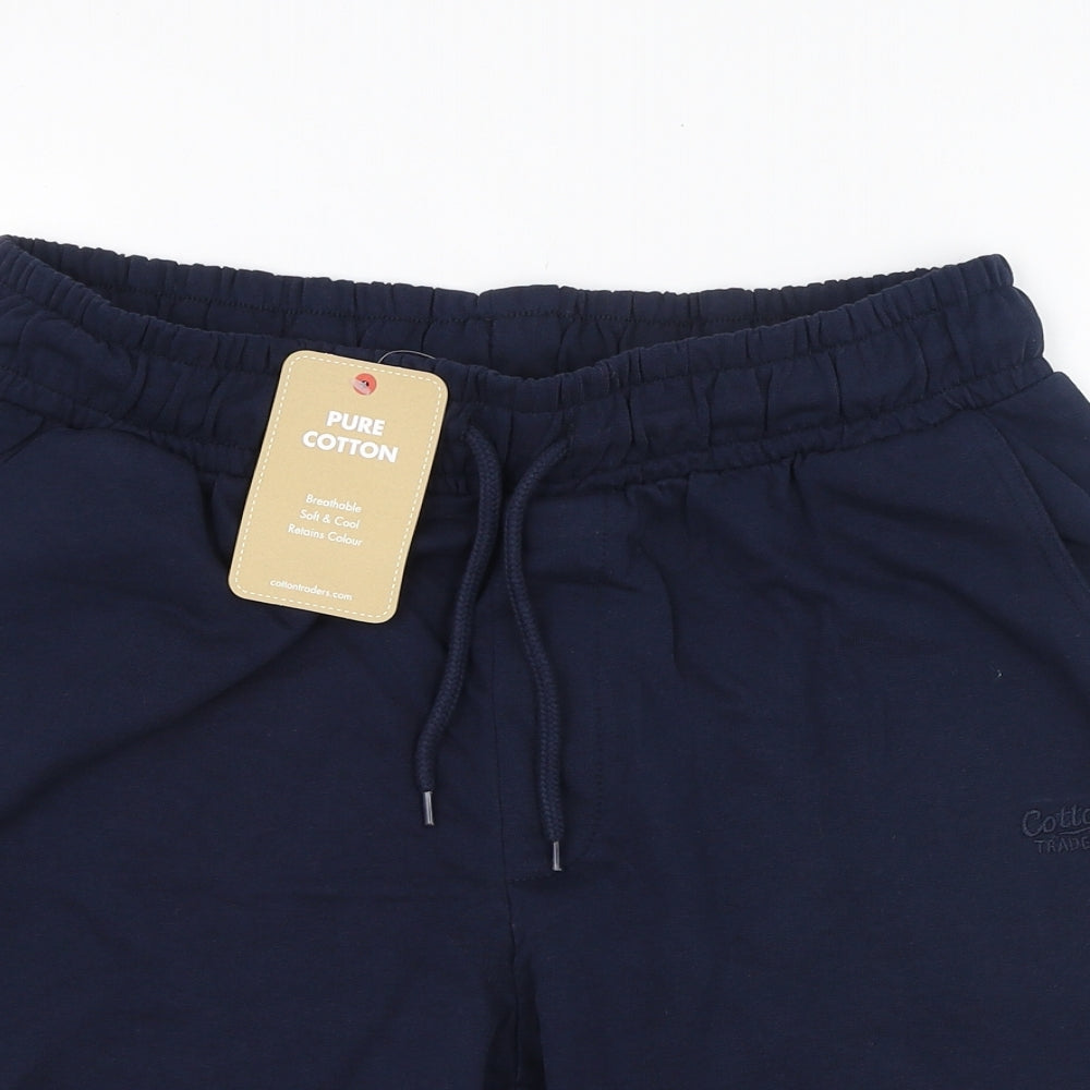 Cotton Traders Mens Blue  Cotton Sweat Shorts Size M L8 in Regular