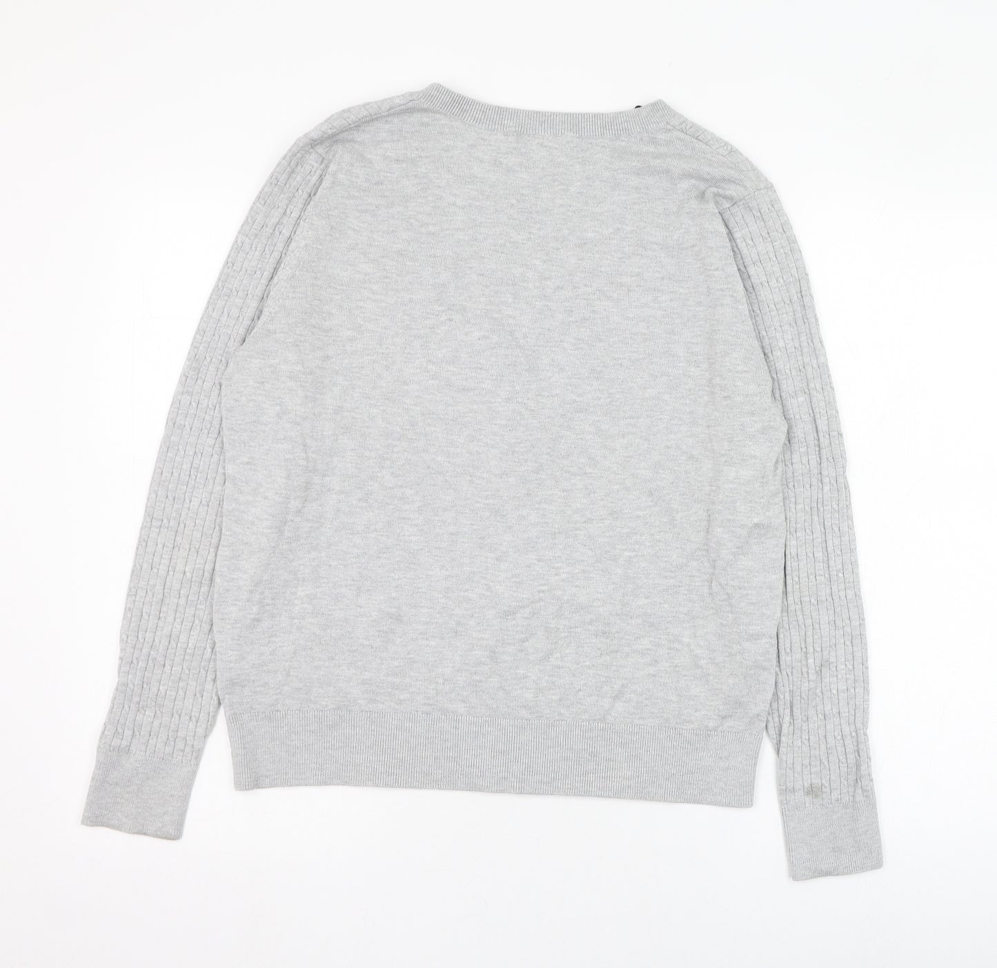 H&M Womens Grey V-Neck  Viscose Pullover Jumper Size L
