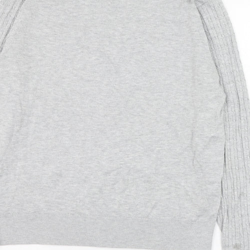 H&M Womens Grey V-Neck  Viscose Pullover Jumper Size L