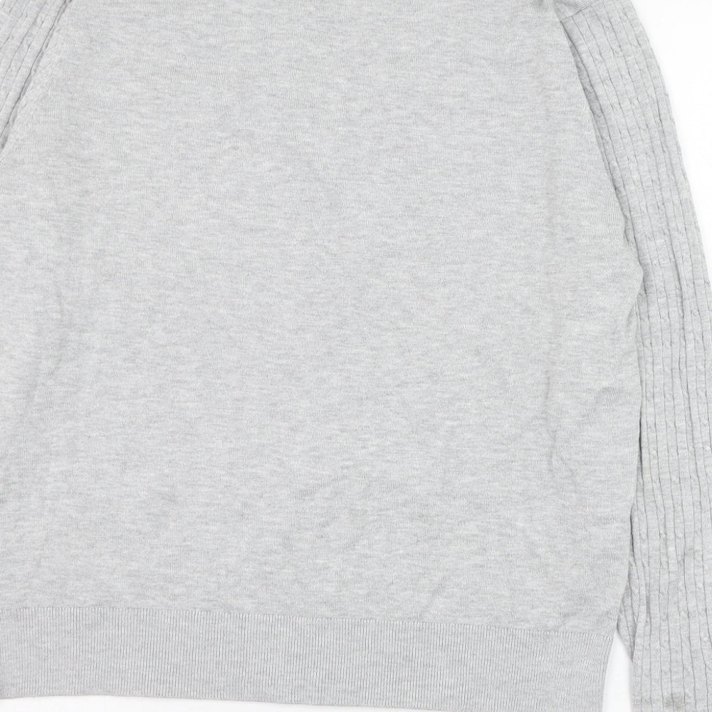 H&M Womens Grey V-Neck  Viscose Pullover Jumper Size L