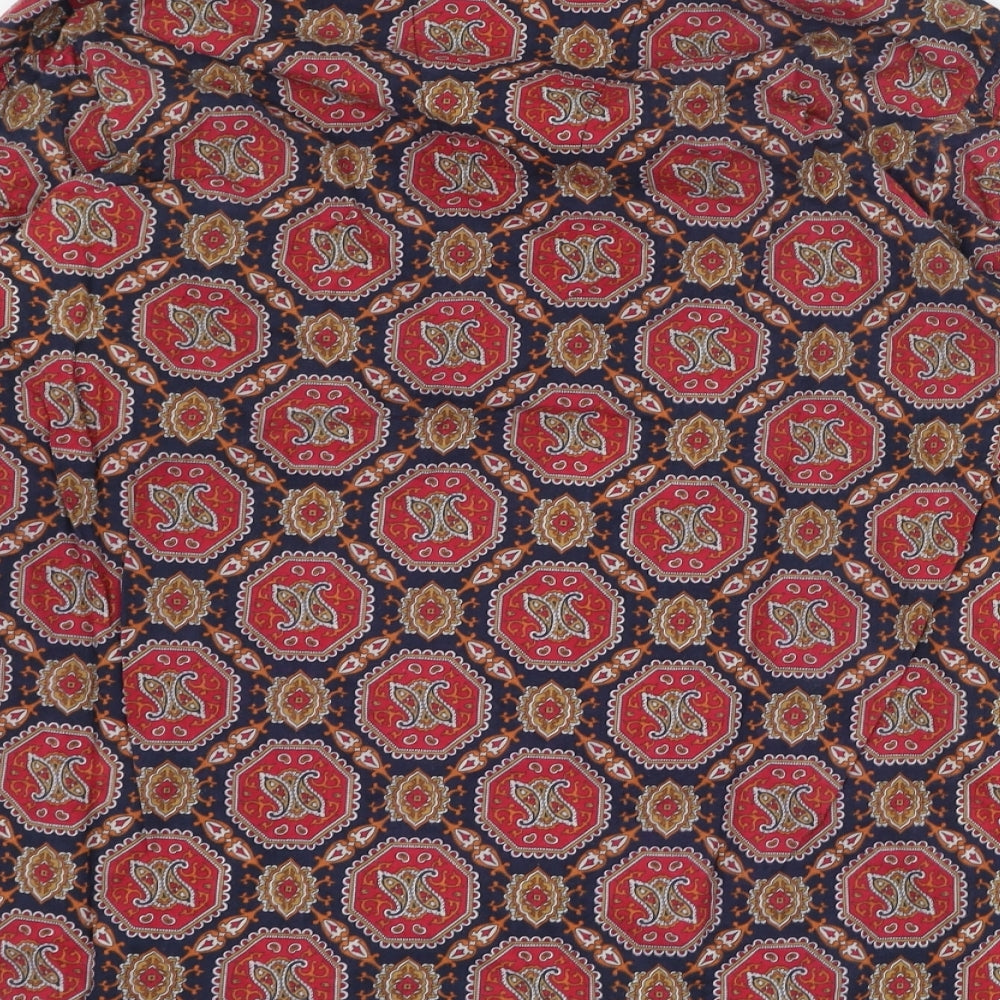 St Michael Mens Red Paisley Cotton  Button-Up Size M Collared Button