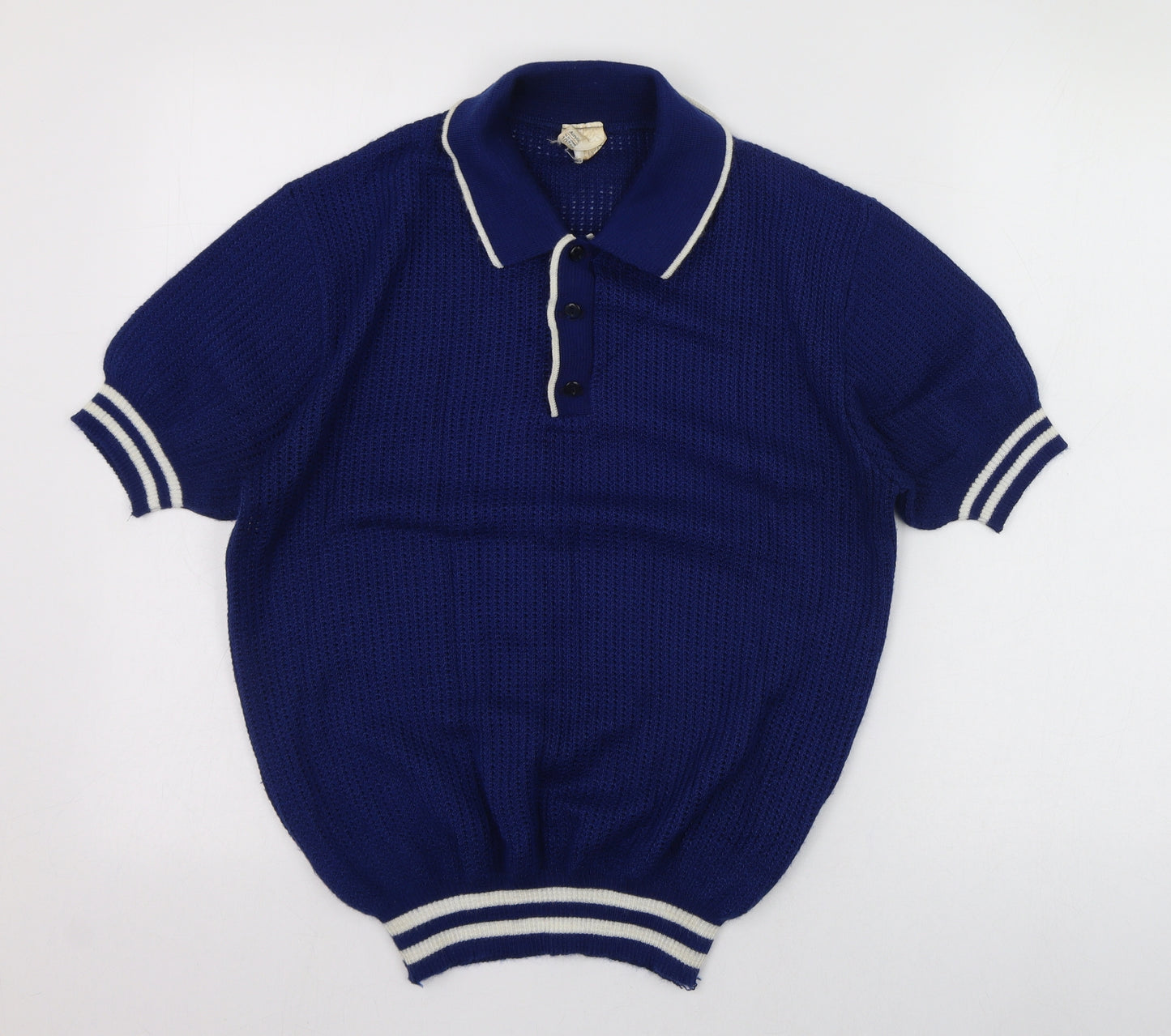 Preworn Mens Blue  Acrylic  Polo Size 42 Collared Button