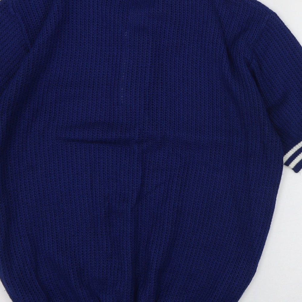 Preworn Mens Blue  Acrylic  Polo Size 42 Collared Button