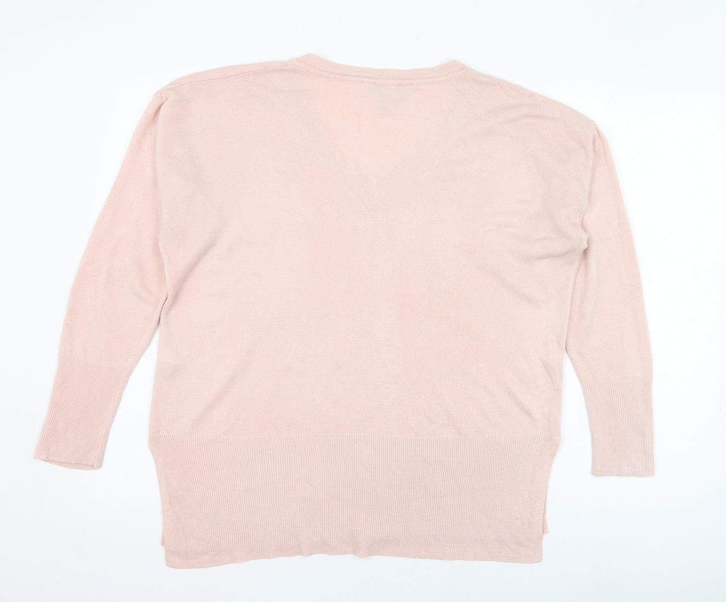Dorothy Perkins Womens Pink V-Neck  Acrylic Pullover Jumper Size 14