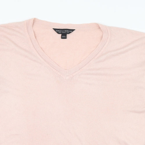 Dorothy Perkins Womens Pink V-Neck  Acrylic Pullover Jumper Size 14