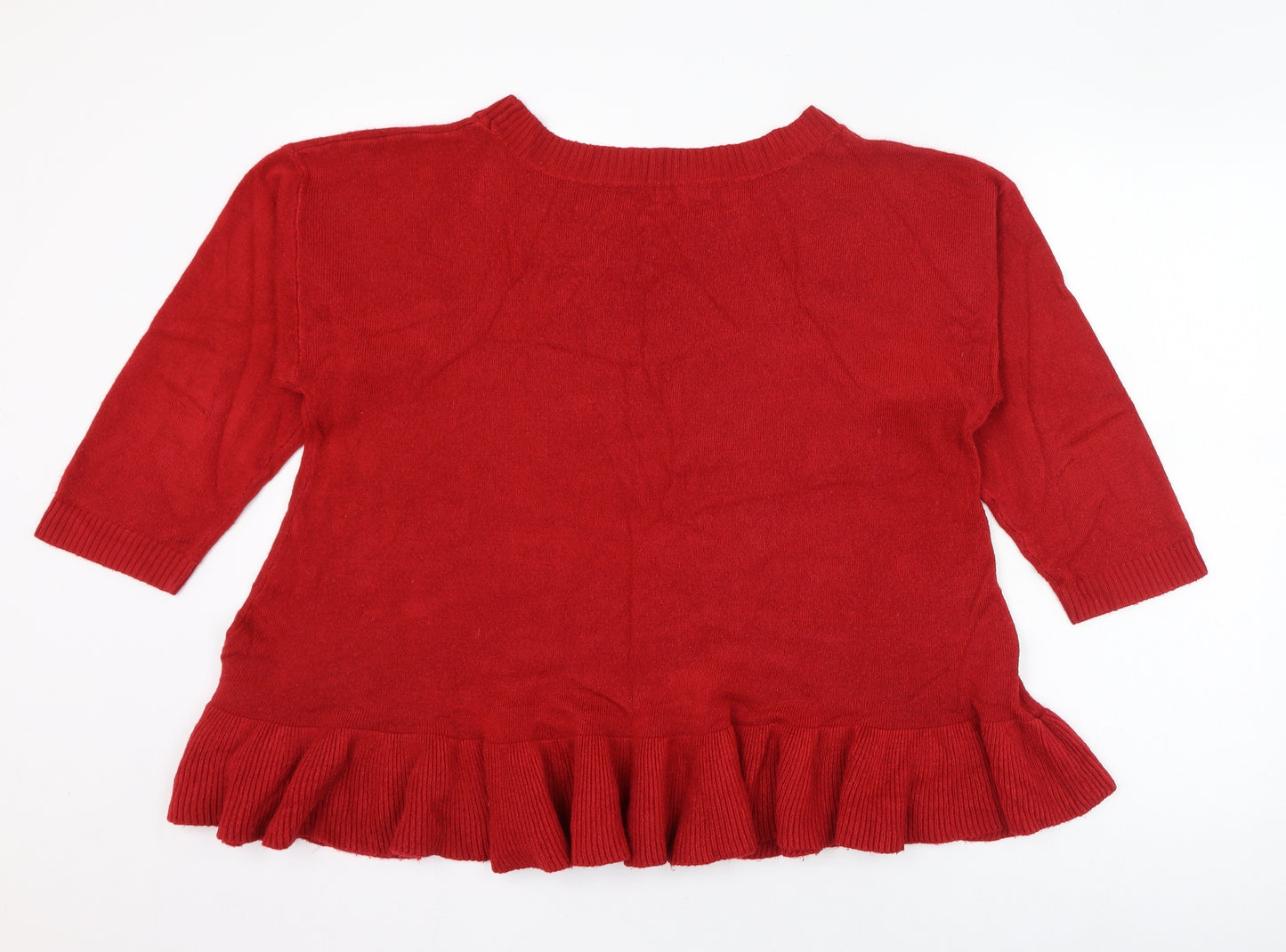 Papaya Womens Red Round Neck  Acrylic Pullover Jumper Size 16