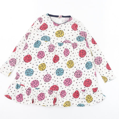 F&F Girls White Animal Print Cotton A-Line  Size 12-18 Months  Round Neck Pullover