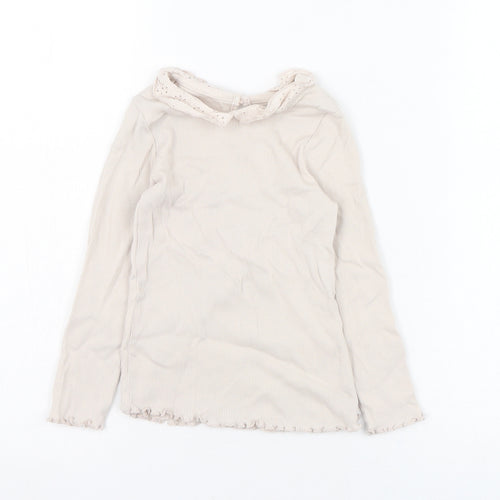 George Girls Beige  Cotton Basic T-Shirt Size 3-4 Years Collared Pullover