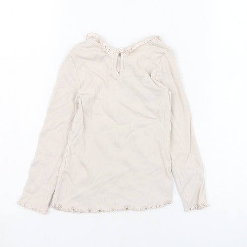 George Girls Beige  Cotton Basic T-Shirt Size 3-4 Years Collared Pullover