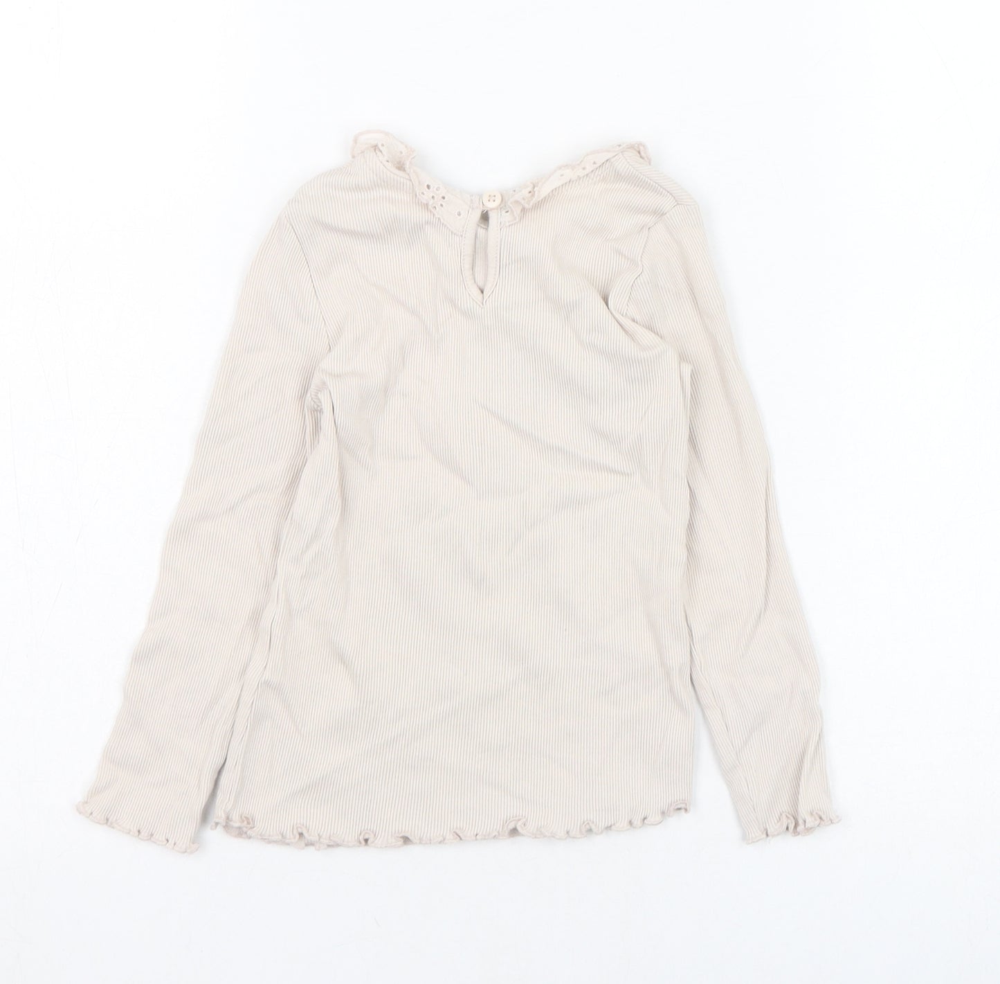 George Girls Beige  Cotton Basic T-Shirt Size 3-4 Years Collared Pullover