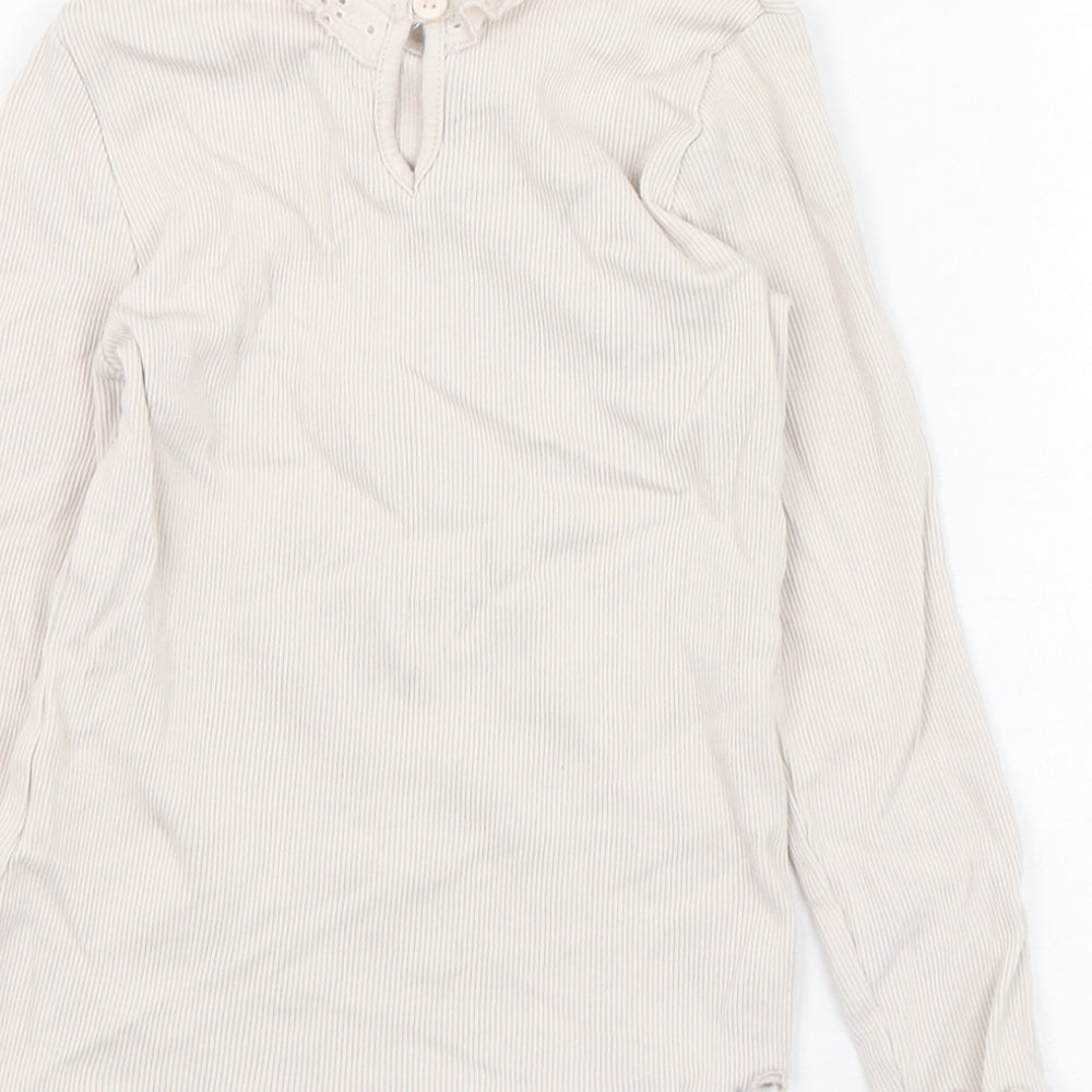 George Girls Beige  Cotton Basic T-Shirt Size 3-4 Years Collared Pullover