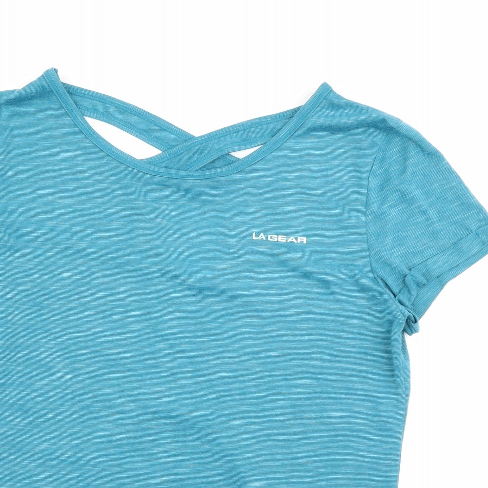LA Gear Womens Blue  Polyester Pullover T-Shirt Size 12 Round Neck