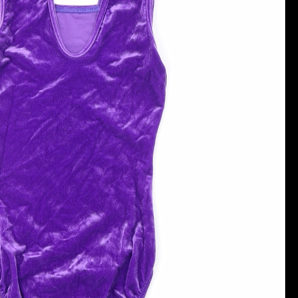 Preworn Girls Purple  Nylon Leotard One-Piece Size 8 Years   - Gymnastics