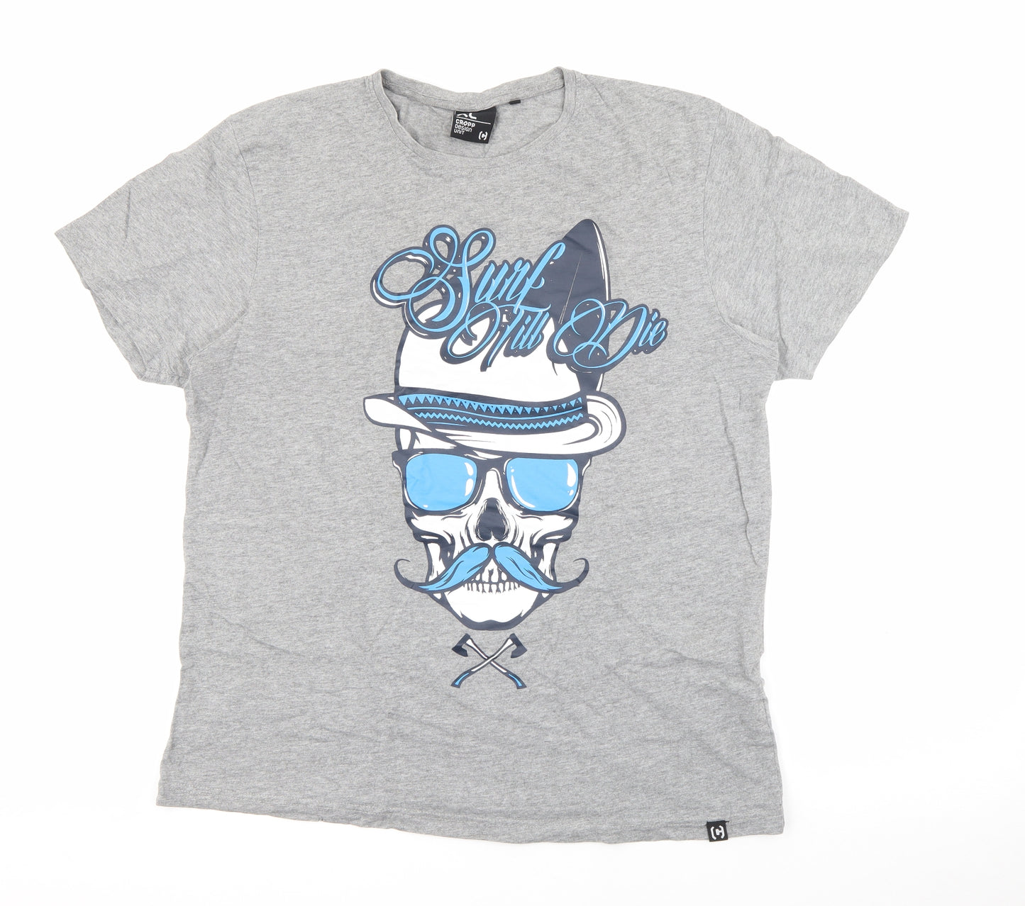 Cropp Design Unit Mens Grey  Cotton  T-Shirt Size XL Crew Neck