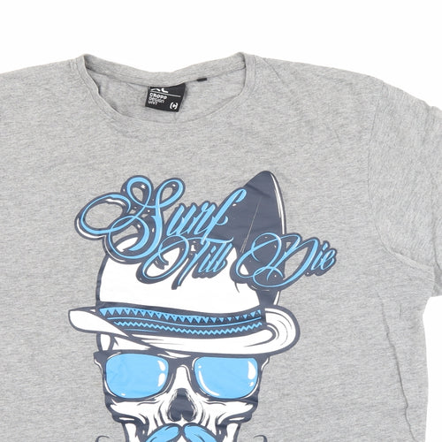 Cropp Design Unit Mens Grey  Cotton  T-Shirt Size XL Crew Neck