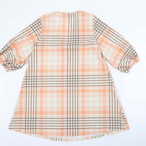 ASOS Womens Orange Plaid Polyester Shift  Size 2  V-Neck