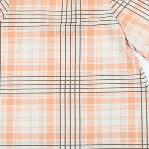 ASOS Womens Orange Plaid Polyester Shift  Size 2  V-Neck