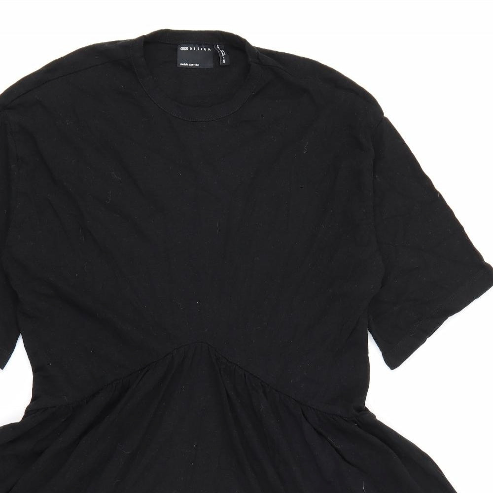ASOS Womens Black  Cotton Fit & Flare  Size 2  Crew Neck
