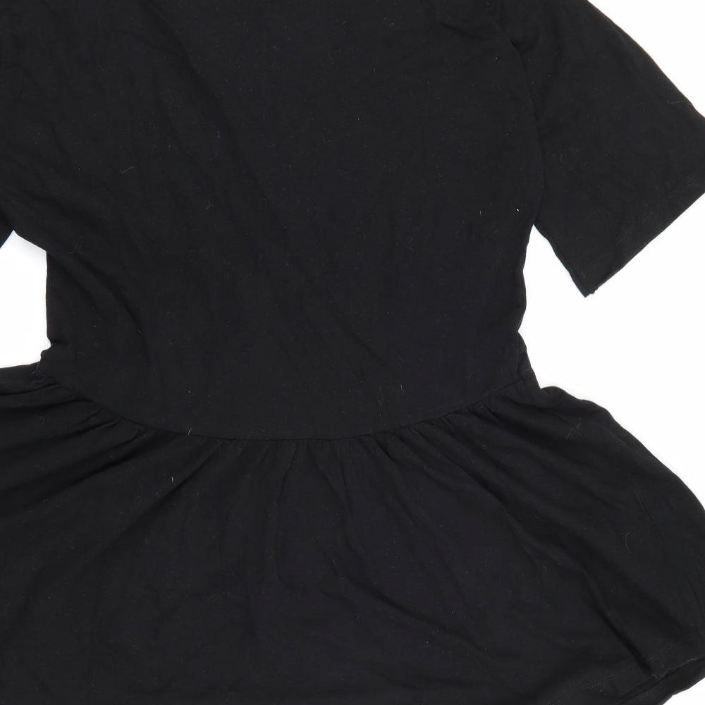 ASOS Womens Black  Cotton Fit & Flare  Size 2  Crew Neck
