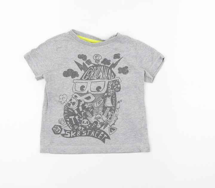 F&F Baby Grey  Cotton Pullover T-Shirt Size 12-18 Months Crew Neck