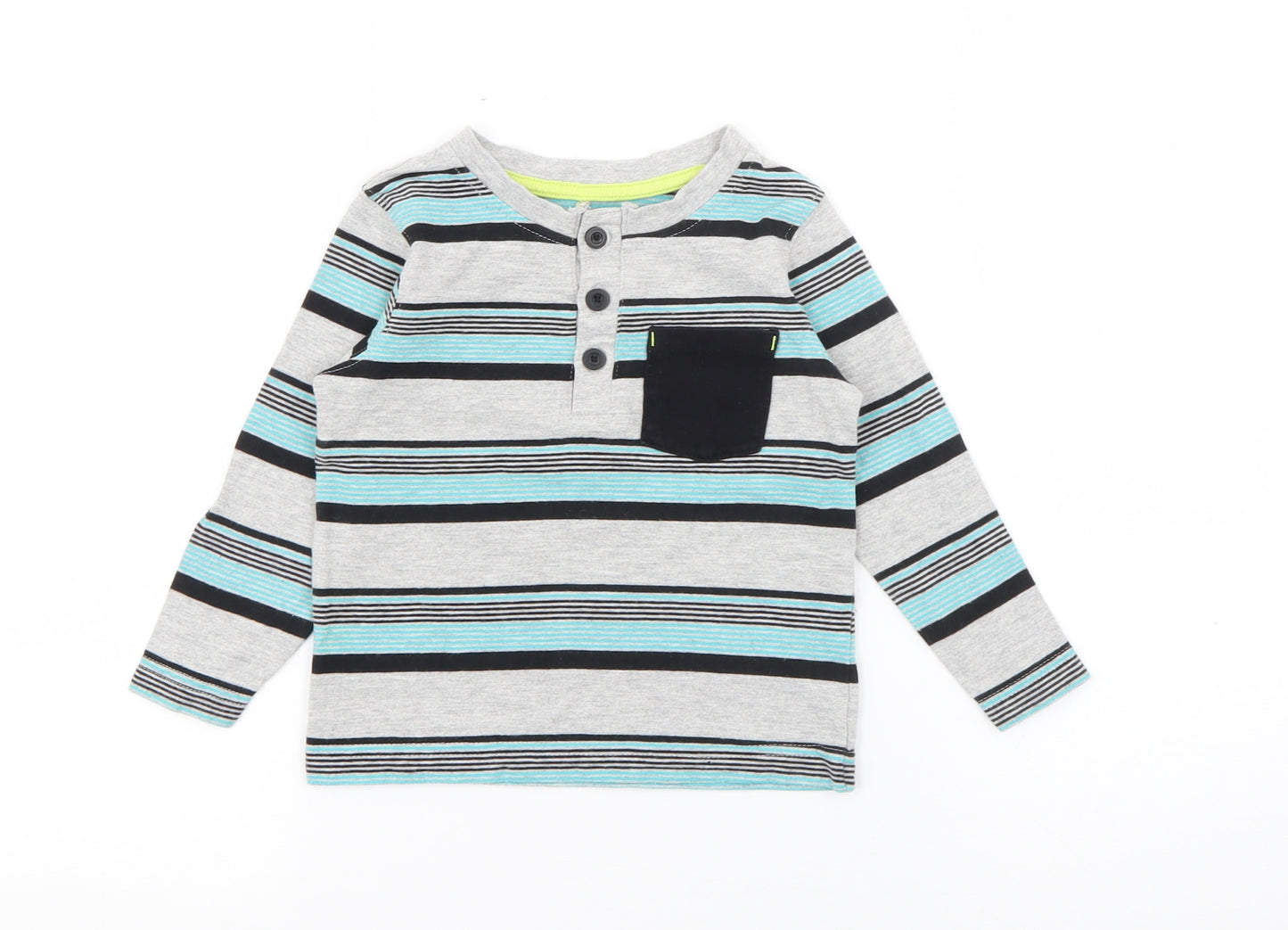 George Baby Grey Striped Cotton Pullover Jumper Size 9-12 Months  Button