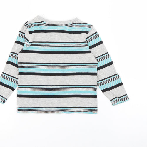 George Baby Grey Striped Cotton Pullover Jumper Size 9-12 Months  Button
