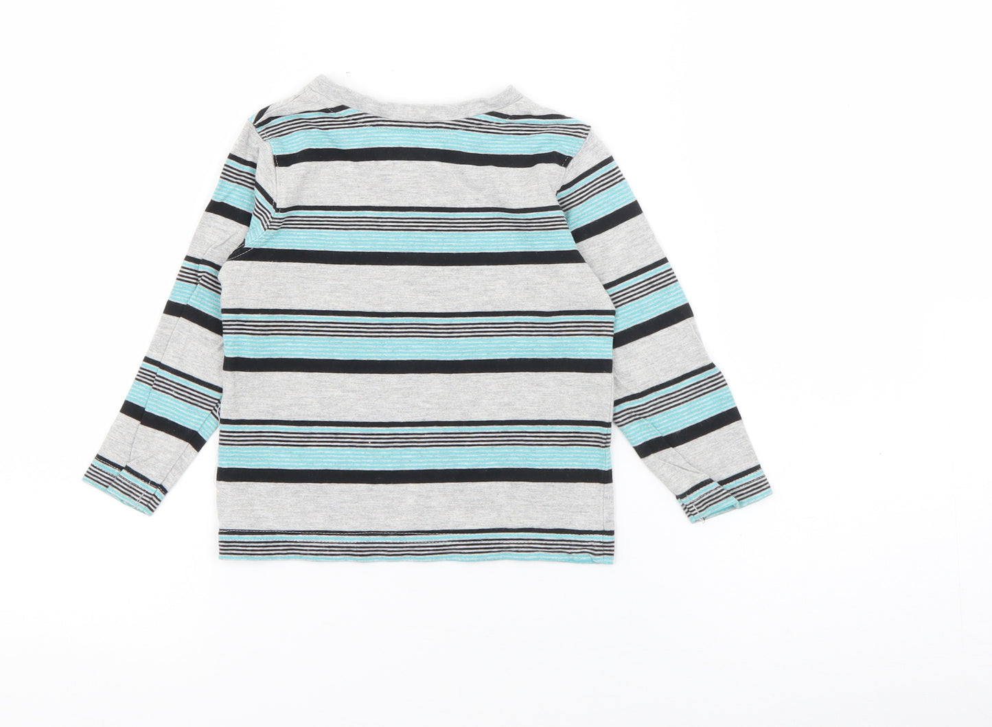 George Baby Grey Striped Cotton Pullover Jumper Size 9-12 Months  Button