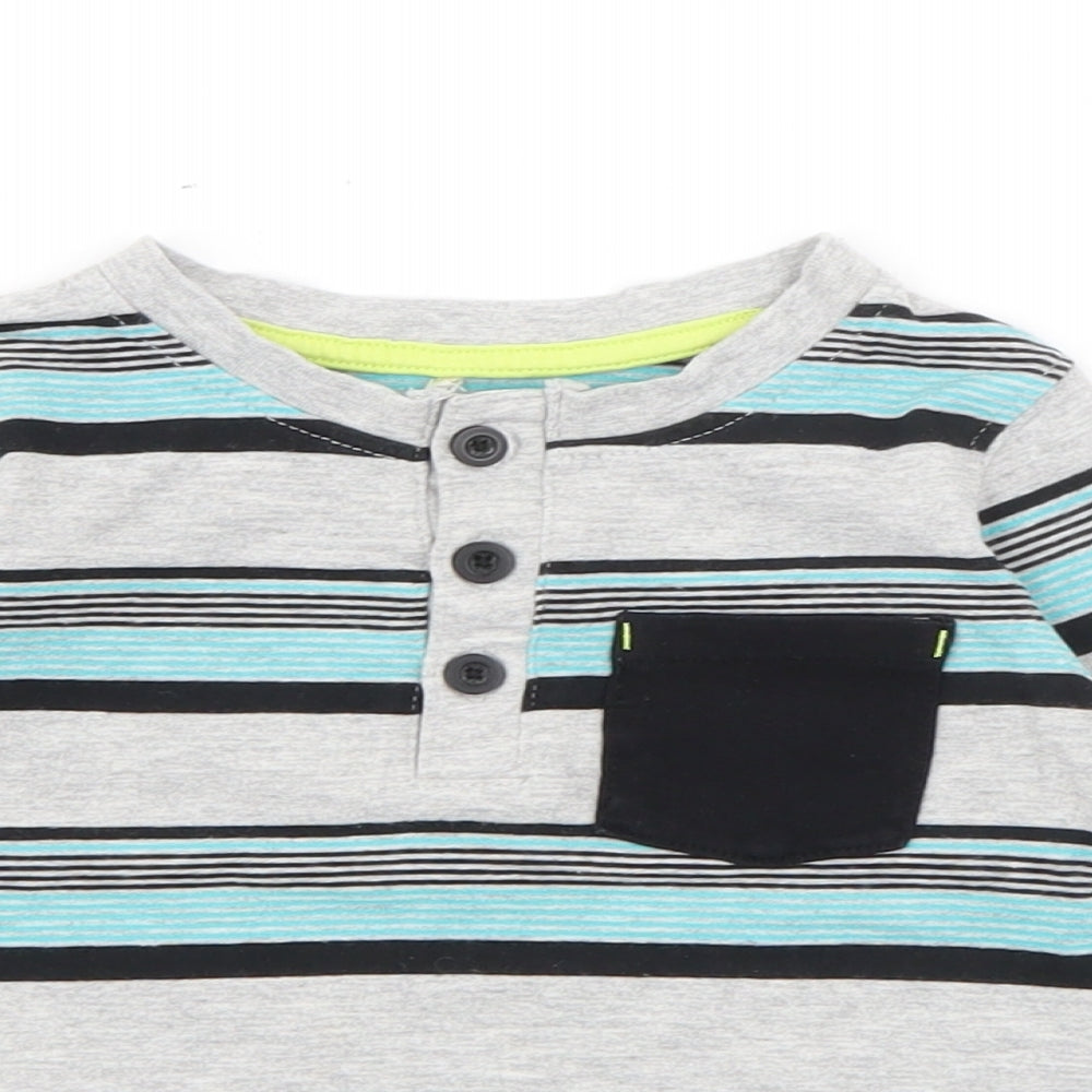 George Baby Grey Striped Cotton Pullover Jumper Size 9-12 Months  Button