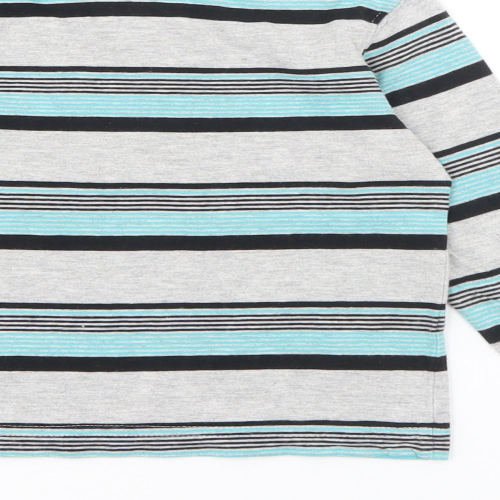 George Baby Grey Striped Cotton Pullover Jumper Size 9-12 Months  Button