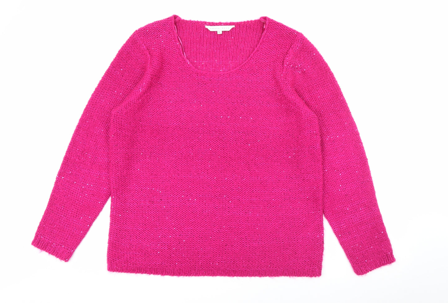 Amara Reya Womens Pink Scoop Neck  Acrylic Pullover Jumper Size XL