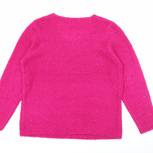 Amara Reya Womens Pink Scoop Neck  Acrylic Pullover Jumper Size XL
