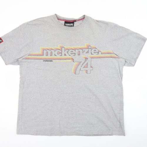 McKenzie Mens Grey  Polyester  T-Shirt Size L Crew Neck