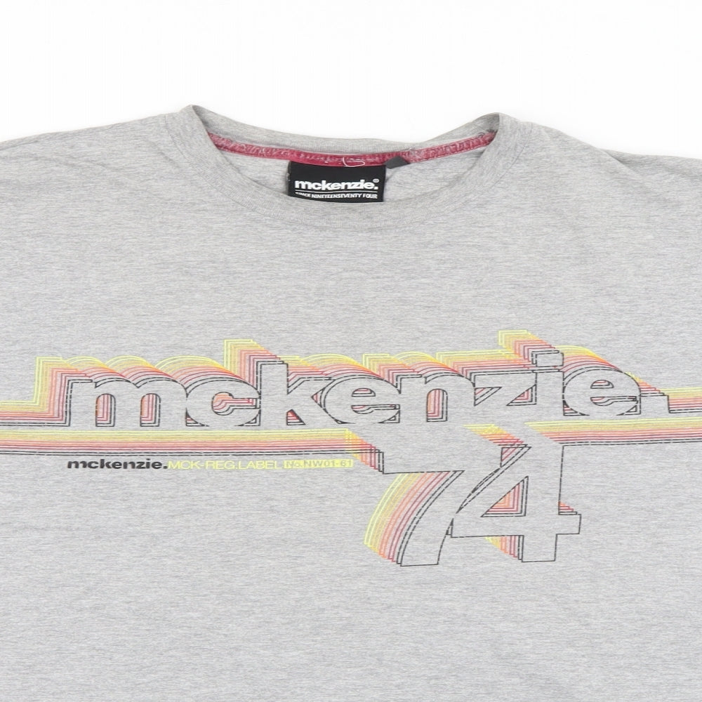 McKenzie Mens Grey  Polyester  T-Shirt Size L Crew Neck