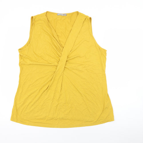 Marks and Spencer Womens Yellow V-Neck  Viscose Pullover Jumper Size 16